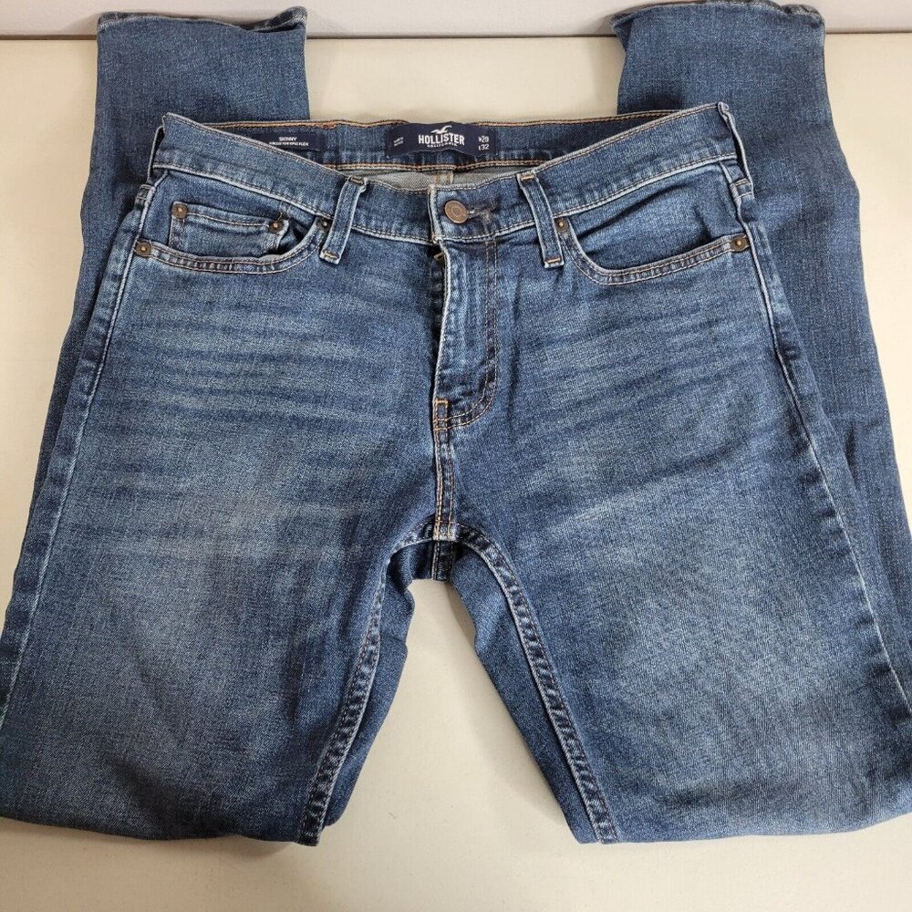 Hollister Jeans Mens 29x32 Epic Flex Skinny Medium Blue Dark Wash Stretch Denim